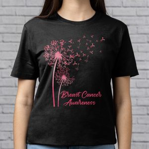 Dandelion Breast Cancer Awareness Pink Ribbon Support Gift T Shirt 3 2