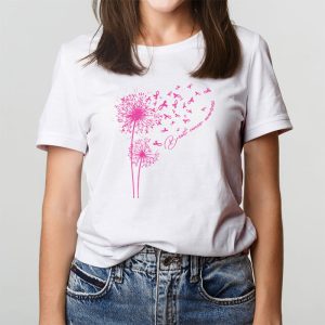 Dandelion Breast Cancer Awareness Pink Ribbon Support Gift T Shirt 3