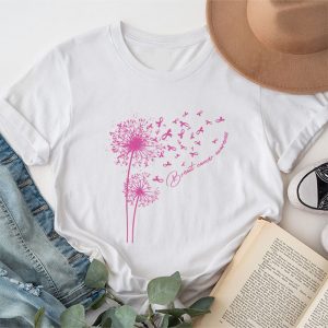 Dandelion Breast Cancer Awareness Pink Ribbon Support Gift T-Shirt