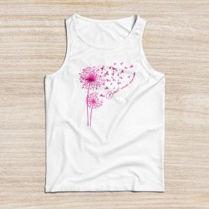 Dandelion Breast Cancer Shirts Awareness Pink Ribbon Gift Tank Top 1