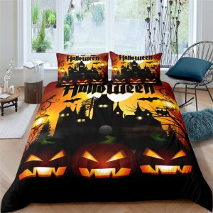 Dark Halloween Pumpskin Bedding Set Bedroom Decor