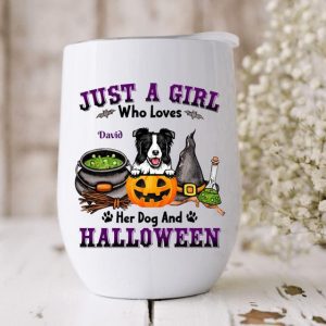 Dog Witch Fall Halloween Wine Tumbler