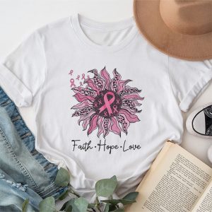 Faith Hope Love Pink Ribbon Breast Cancer Awareness T Shirt 1