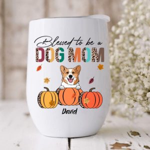 Fall Halloween Dog Mom Wine Tumbler