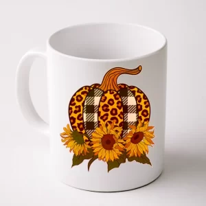 Fashion Autumn Leopard Buffalo Plaid Pumpkin Coffee Mug
