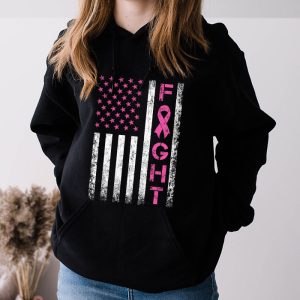 Breast Cancer Shirt Fight Breast Survivor American Flag Hoodie 2
