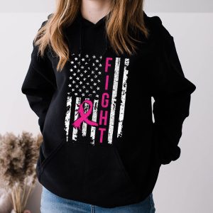 Breast Cancer Shirt Fight Breast Survivor American Flag Hoodie 3