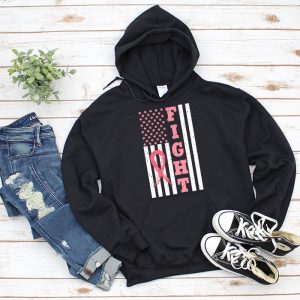 Fight Breast Survivor American Flag Breast Cancer Awareness Hoodie 3 3