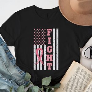 Fight Breast Survivor American Flag Breast Cancer Awareness T Shirt 1 3