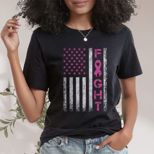 Fight Breast Survivor American Flag Breast Cancer Awareness T Shirt 2 1