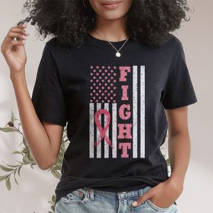 Fight Breast Survivor American Flag Breast Cancer Awareness T Shirt 2 3