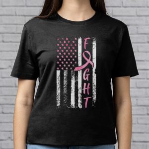 Fight Breast Survivor American Flag Breast Cancer Awareness T Shirt 3