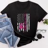 Fight Breast Survivor American Flag Breast Cancer Awareness T-Shirt