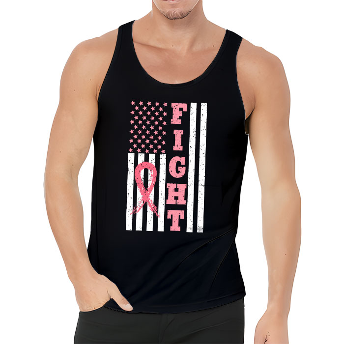 Fight Breast Survivor American Flag Breast Cancer Awareness Tank Top 3 3