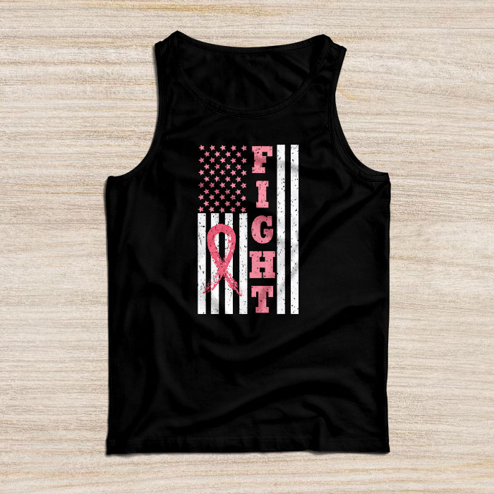Fight Breast Survivor American Flag Breast Cancer Awareness Tank Top