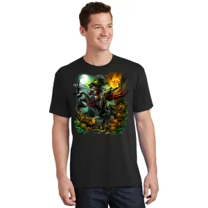 Flaming Headless Horseman Unisex T Shirt For Adult Kids 1