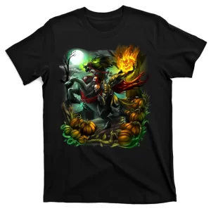 Flaming Headless Horseman Unisex T-Shirt For Adult Kids