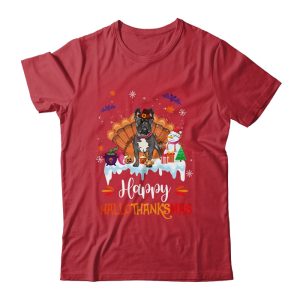 French Bulldog HalloThanksMas Halloween Thanksgiving Christmas Unisex T Shirt For Adult Kids 1