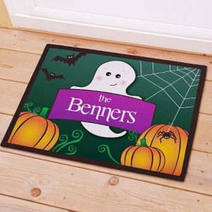Friendly Ghost Personalized Halloween Welcome Doormat Welcome Mat