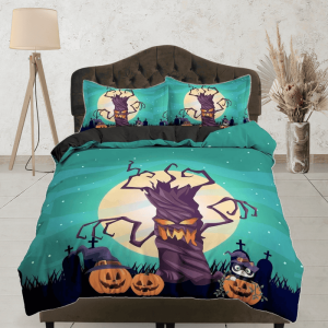 Full Moon Spooky Tree And Pumpkin Halloween Full Bedding & Pillowcase
