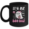 Funny Its My Boo Day Cute Halloween Birthday Ghost Pink Bow Ceramic Mug