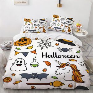 Ghost Halloween Unicorn Pumpkin Bedding & Pillowcase