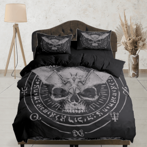 Gothic Skull And Bat Halloween Full Size Bedding & Pillowcase