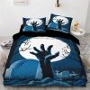 Graveyard Zombie Awakening Hands Halloween Full Size Bedding & Pillowcase