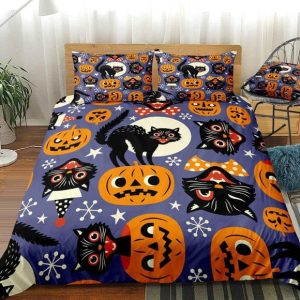 Halloween Black Cats Bedding Set Bedroom Decor