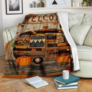 Halloween Camper Personalized Custom Name Date Fleece Blanket 1