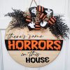 Halloween Door Hanger Wood Circle Sign