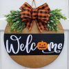 Halloween Door Hanger Wood Circle Sign