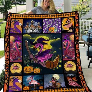 Halloween Flamingo Fleece Blanket