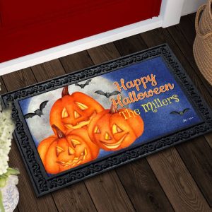 Halloween Happy Jack Olanterns Personalized Doormat Welcome Mat