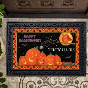 Halloween Pumpkin Patch Friends Personalized Doormat Welcome Mat