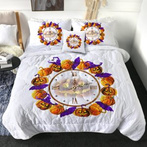 Halloween Pumpskin Clock SWBD Bedding Set Bedroom Decor