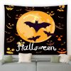 Halloween Sign With Moon And Bats Garden Tapestry
