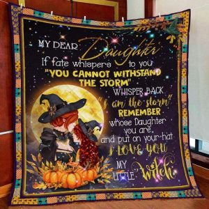 Halloween To My Daughter My Little Witch Personalized Custom Name Text Fleece Blanket