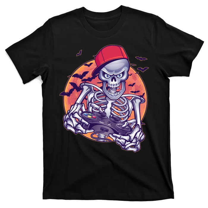 Halloween Video Gamer Skeleton Unisex T-Shirt For Adult Kids