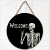Halloween Welcome Round Wood Sign