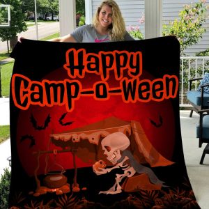 Happy Camp O Ween Camping Halloween Personalized Custom Name Date Fleece Blanket