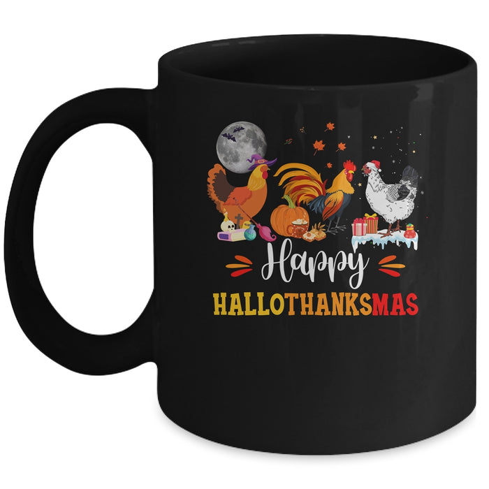 Happy Hallothanksmas Chicken Xmas Thanksgiving Halloween Ceramic Mug