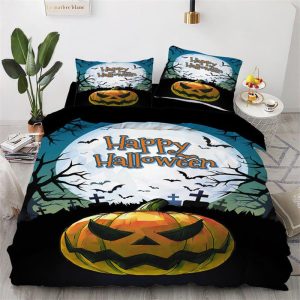 Happy Halloween Full Moon Graveyard Pumpkin Bedding & Pillowcase