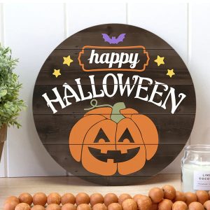 Happy Halloween Round Wood Sign 2