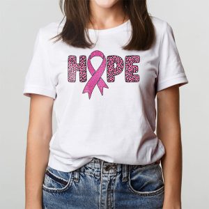 Hope Pink Ribbon Leopard Sunflower Breast Cancer Awareness T Shirt 3