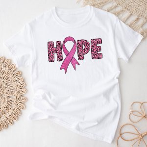 Hope Pink Ribbon Leopard Sunflower Breast Cancer Awareness T-Shirt