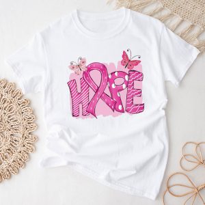 Hope Pink Ribbon Leopard Sunflower Breast Cancer Awareness T-Shirt