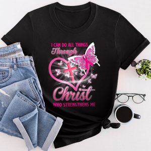 Breast Cancer Shirts Ideas Sunflower I Can Do All Things Through Christ T-Shirt 3