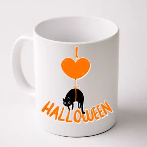 I Love Heart Halloween Cute Black Cat Balloon Coffee Mug