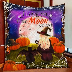 I Love You To The Moon And Back Pumpkin Halloween Witch Fleece Blanket